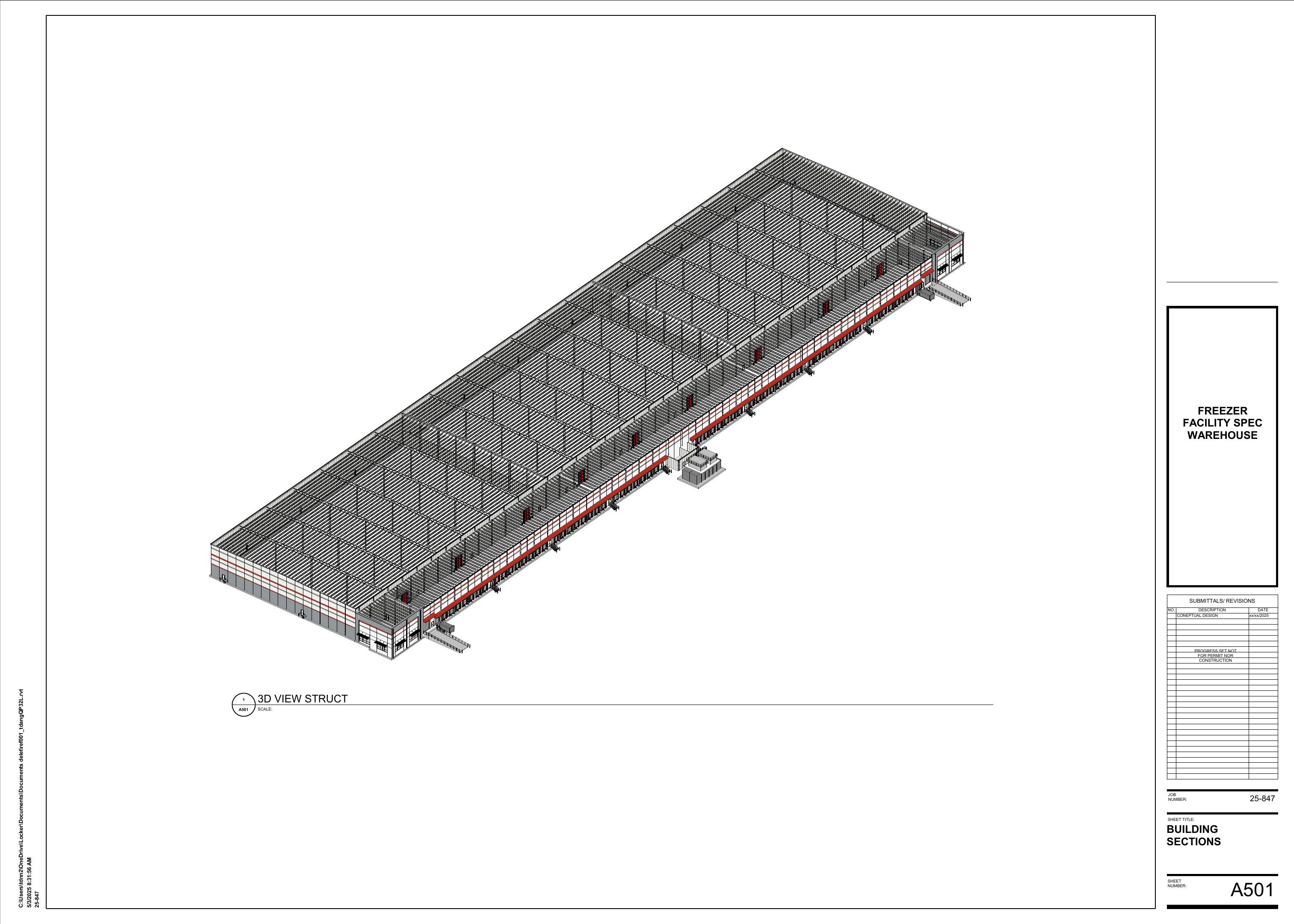 Ellenwood freezer facility coordinated structural 3D view