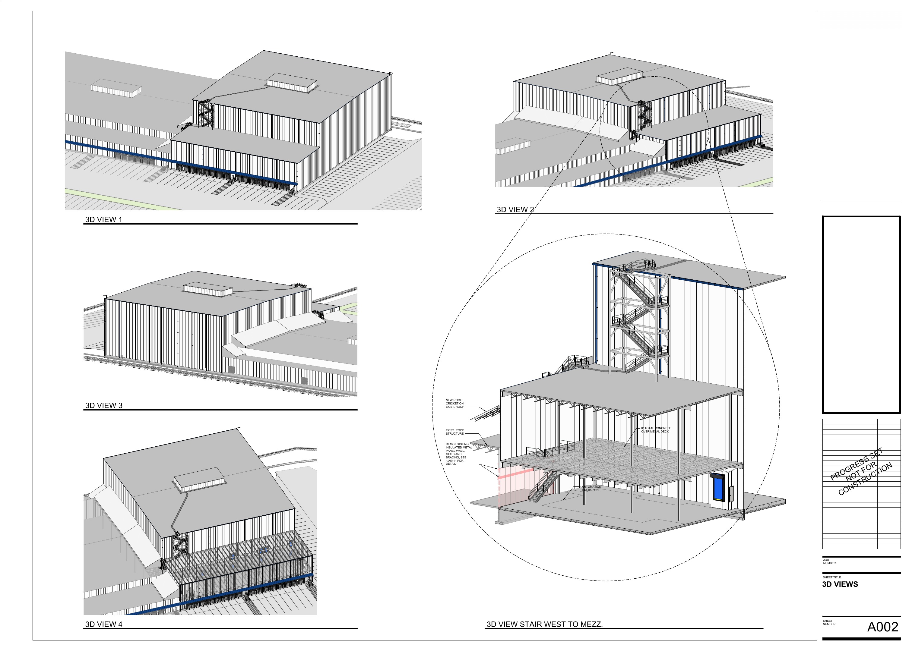 Coordinated architectural 3D views and stair study