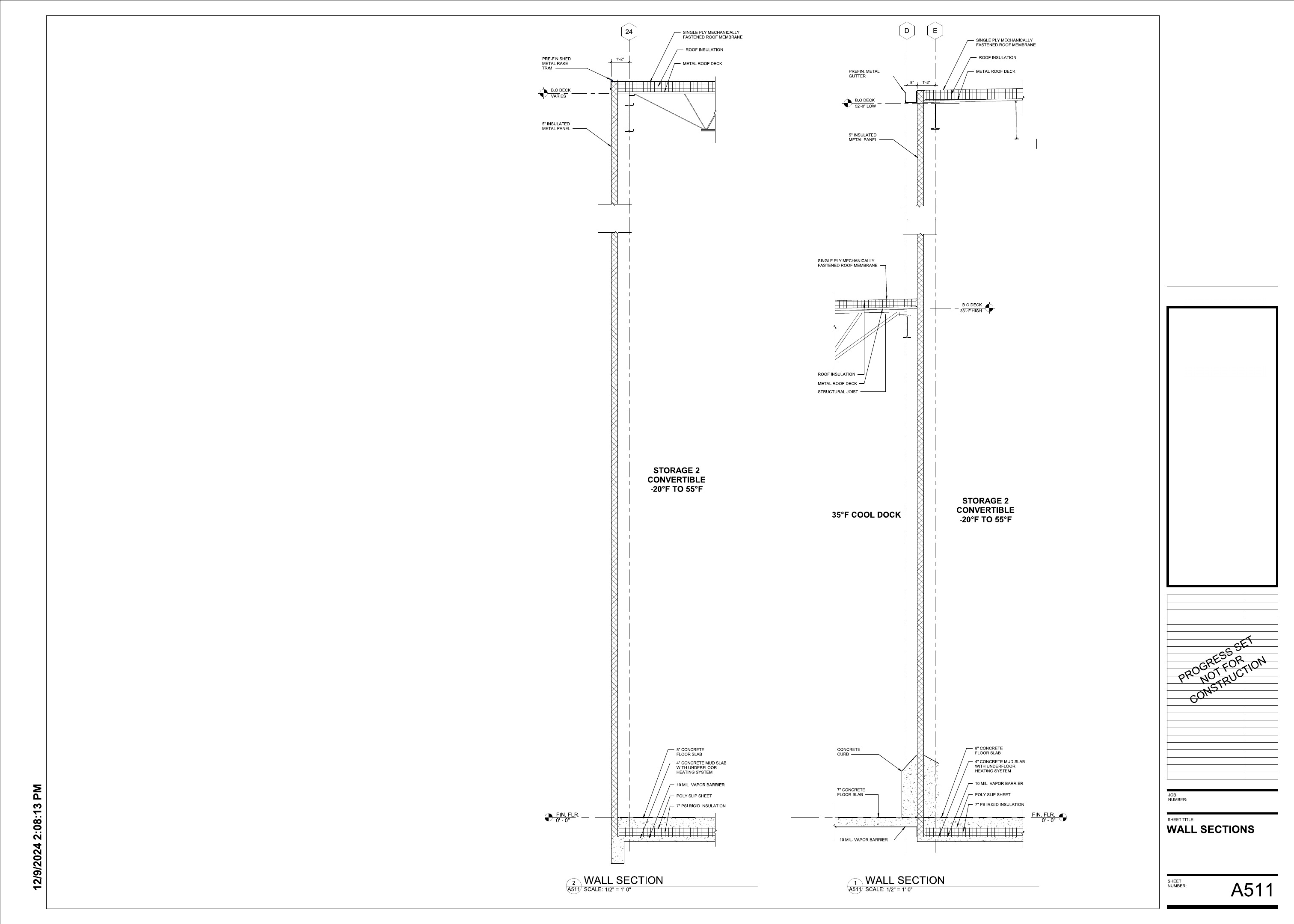 Convertible freezer and cool dock wall sections