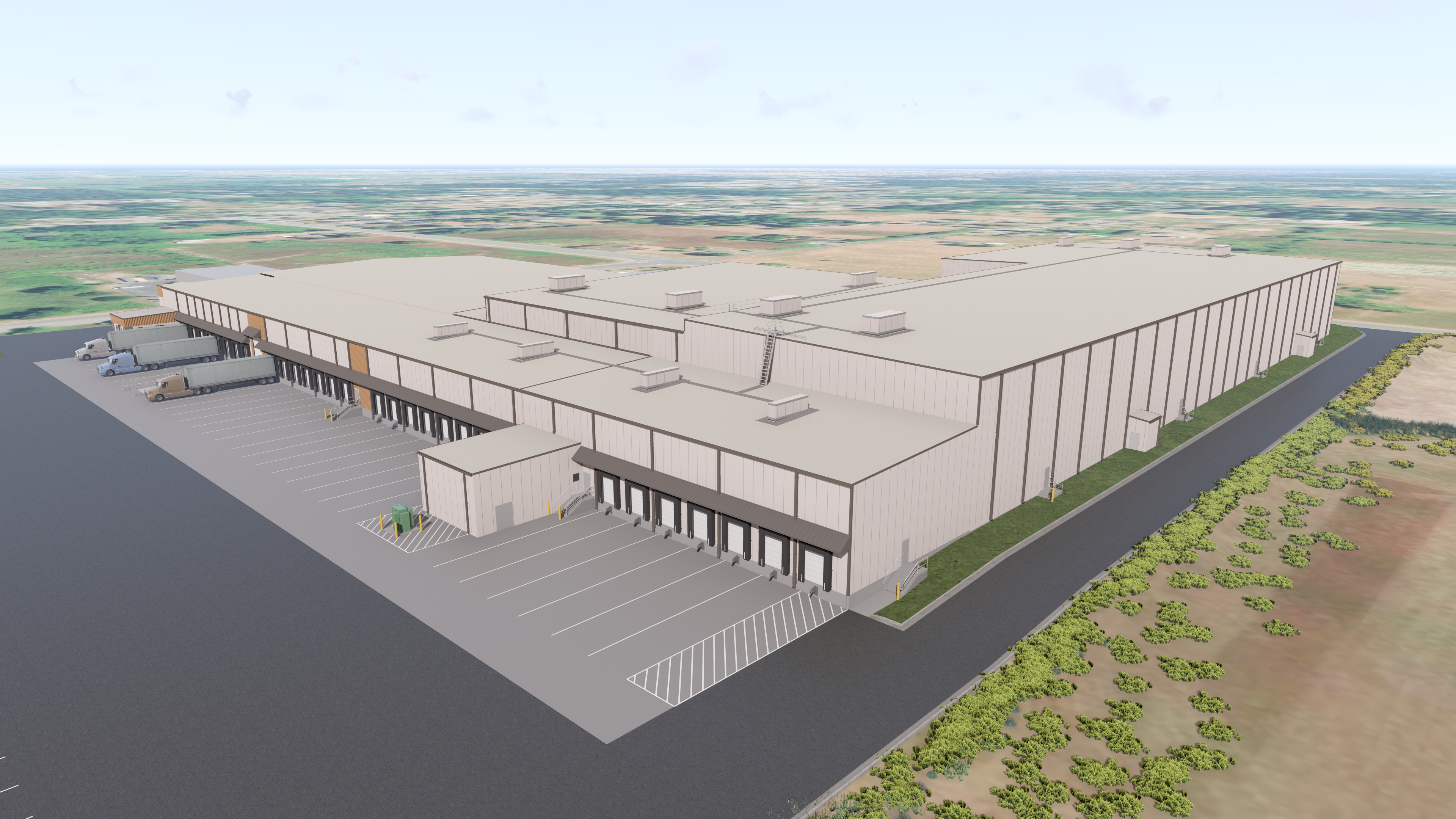 Industrial facility exterior rendering